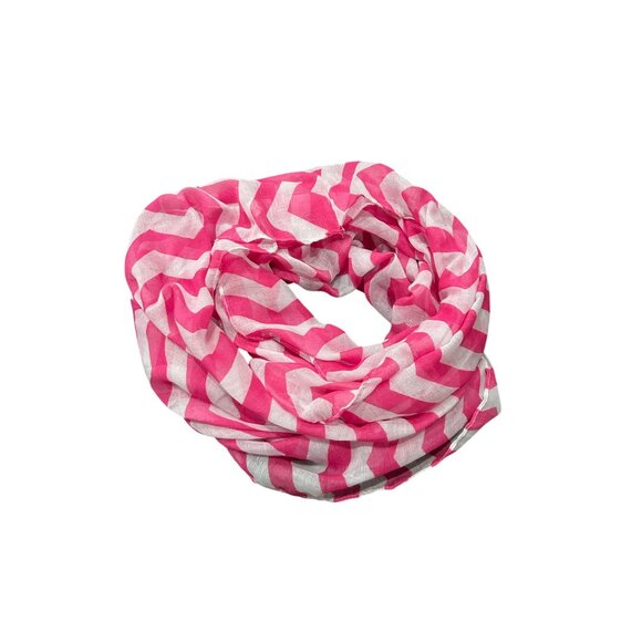 Chevron Pattern Infinity Scarf Pink White Shawl Wrap Lightweight Polyester - Picture 1 of 9